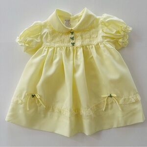 Vintage 18 Months Baby Yellow Dress Lace Bow Spring Summer